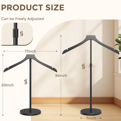 3 Pack Mannequin Torso, Adjustable Shirt Display Stand Height 20 to 34 Inches, Cap and Gown Display Stand Stable Clothing Garment Dress Form, Coat Jacket Hanger Easy to Install, Black - size: 3 Pack