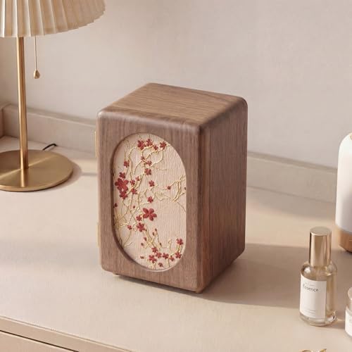 KINTNESS Black Walnut Wooden Jewelry Box - 5 Drawers Large Jewelry Organizer with Delicate Floral Pattern for Women, Side door Space for Necklace, Jewelry for Bracelet, Earing, Rings - style: Embroidered 5-Drawer Design