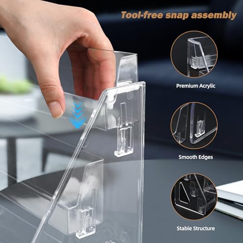 Acrylic Bookmark Display Stand, Portable Sticker Holder for Vendor Events Retail, 4 Tier Clear Display Shelf Rack for Greeting Card, Postcards, Brochures