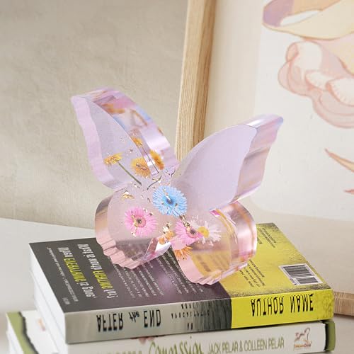 Large Butterfly Bookends Resin Mold 3D Butterfly Animal Silicone Mold Book Organize Mould Art Decor Home Ornament Epoxy Resin Casting Mold for Desktop Organizer DIY