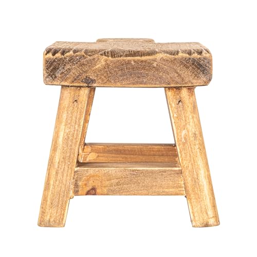 Creative Co-Op Small Wood Pedestal with Handle - color: Natural, size: Square, style: Rectangle