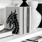 Peacoblue Metal Bookends for Shelves, Modern Decorative Heavy Duty Study Book Support Stoppers for Office, Desk, Shelf, Room 5.3"x4.3"x7.9" Cast Iron Simple Tall Bookends, 1 Pair (Dragon Head) - style: Dragon Head