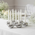 Silver Modern Doughnut Shaped Candlestick Holder, Small Decorative Taper Candle Holder for Bathtub Bedroom Livingroom，2 Pack - size: 2 Pack