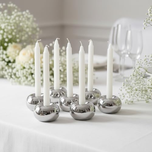 Silver Modern Doughnut Shaped Candlestick Holder, Small Decorative Taper Candle Holder for Bathtub Bedroom Livingroom，2 Pack - size: 2 Pack