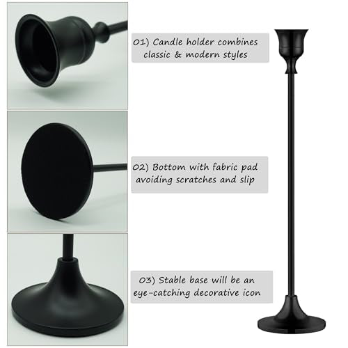 6PCS Black Candlestick Holders Taper Candle Holders Metal Candle Sticks Holder Decor for Halloween Friendsgiving Thanksgiving Decorations Christmas Dinning Table Fireplace Home - color: Black