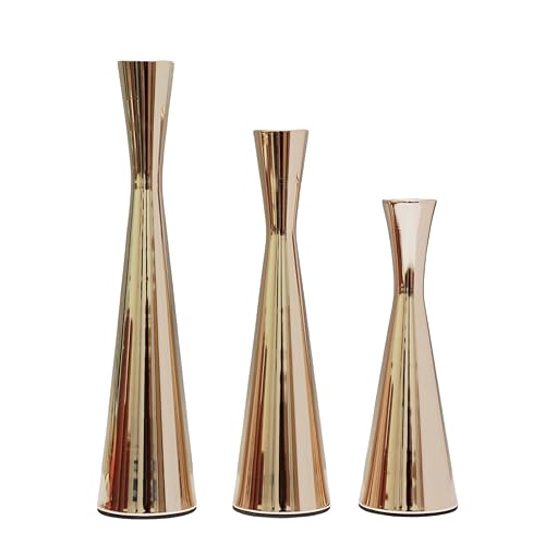 Taper Candle Holders Metal Candlestick Holders Set of 3 Table Mantel Decorative Candle Stand for Dinning,Party，Wedding,Home Decor(Gold) - color: Gold