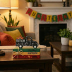 Smile Juneteenth Freedom Truck Wooden Desktop Decor - 4 Piece African American Black Pride Table Signs - Home Office Shelf Accents - Black History Month Gifts for Men, Women - style: Juneteenth