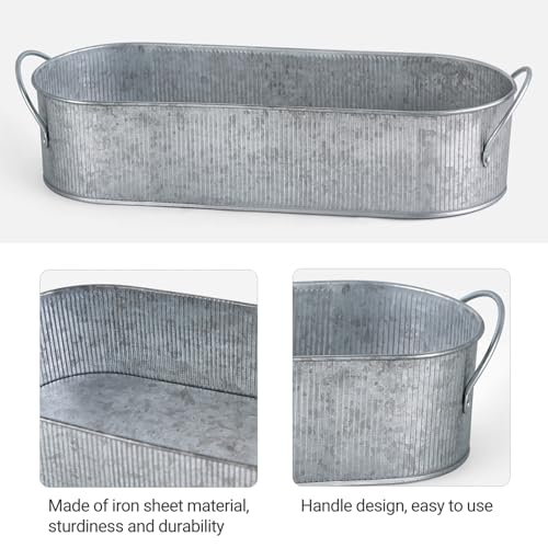 Mkono Metal Storage Basket for Toilet Tank Top Bathroom Decor, Galvanized Tray with Handle for Shelves, Farmhouse Toilet Paper Holder Organizing Bin Box for Countertop Living Room, Set of 2, Silver - color: Silver