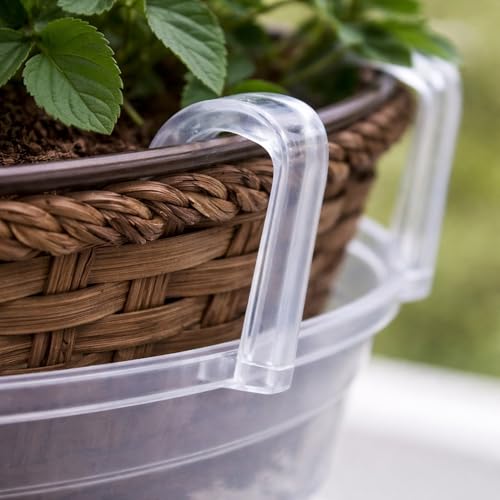 Curtis Wagner Plastics Hanging Basket Drip Pans (5-Pack) | Clear, Round (Diameter = 9" Base, 12" Top, 3.75" Depth) Hanging Plant Tray Saucer with Built-in Hooks & Water Catcher for Indoor & Outdoor - color: Hanging, size: 12"