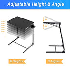 Allpop TV Tray Table - Adjustable TV Dinner Tray for Eating, Folding Laptop Table with 6 Heights & 3 Tilt Angles, Cup Holder on Couch & Bed, Black - color: Black, size: Allpop-TV Tray