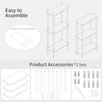 Clear Acrylic Narrow Side Table Set of 2 for Small Spaces, 15.75" L x 7.87" W x 26.7" H, 3 Tier Rectangle Slim End Table Nightstand, Small Mini Skinny Bedside Table for Bedroom, Living Room - size: 3 Tier 2-Pack 26.7“H