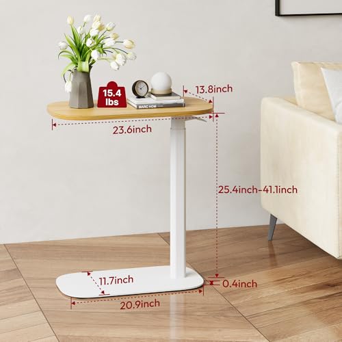 SANODESK Adjustable Overbed Bedside Table Pneumatic Adjustable Height Laptop Computer Standing Desk Cart with Tray, Hospital and Home Use(23.6" W x 13.8" D,Maple) - color: Maple, size: Xsmall