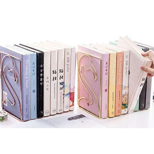 Creative Minimalist Style Bookends Metal Adjustable Books Holder Stand Book Rack Desk Bookend - Flamingo, Gold - color: Flamingo, Gold