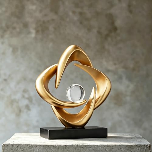 AWNR Gold Abstract Sculpture House Decor Aesthetic - Home Décor Accents for Nightstand, Shelves, Dining Room, Entryway Table, Office, Desk Accessories (Gold C) - color: Gold C