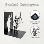 Lady Justice Statue Bookends - Metal Scales of Justice Decor for Law Office, Lawyer Gifts, Bookshelf or Desktop, 4.7x4.7x6 Inch Rustic Lawyer Office Decor