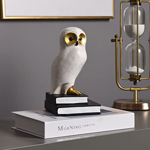 Book Ends for Shelves, Owl Decorative Bookends Bronze Bird Book Stopper Unique Kids Book Holders with Anti-Slip Base Luxurious Bookends for Kids Rooms Office Home Decor(White) - color: Owl-white