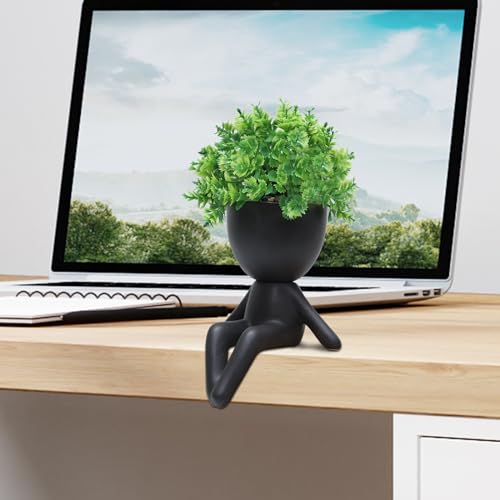 Zerzsy Fake Plants Succulents Office Table Decor Indoor Mini Succulent Plant Cute Artificial Plant Bathroom Decoration Set of 1 - color: Black-b