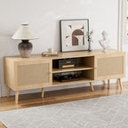 TV Stand for TVs up to 60 Inch, Modern Entertainment Center with Storage, Media Console Table with 2 Cabinets & Shelves, Wooden TV Stand for Living Room Bedroom, Natural - color: Natural