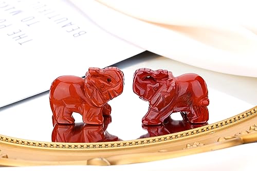 QINJIEJIE Red Jasper Crystals Elephant Decor Desk Stones Figurine Natural Gemstones Decoration Room Office Pocket Statue Meditation Spiritual Stocking Stuffers Christmas Stocking Stuffers Gifts Women - color: Red Jasper