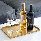 FREELOVE Gold Tray for Bathroom Vanity Brass Decor, Small Candle Holder, Rectangle Soap Dish, Brushed Square Plate, Coffee Table Toilet Back Modern Antique, 10''X15'' - size: 15" x 10" x 0.6"