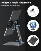 Maxonar iPad Stand Holder, Heavy-Duty Aluminum Alloy Tablet Stand, 360° Swivel Foldable iPad Pro Air Charging Stand Holder for Desk Bed Store POS Showcase Reception Kitchen Office (6-13''), Grey - color: Grey