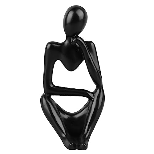 Abstract Thinker Statue | Synthetic Home Accent for Living Room/Office Desk/Bookshelf | Hollow Design Art Sculpture Collectible Present (Black Left) - style: Black Left