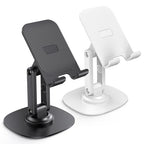 OMOTON Cell Phone Stand for Desk, 2 Pack Adjustable Foldable Phone Holder, 360 Swivel Mobile Stand Fit for iPhone 17 16 15 14 13 Pro Max and All Smart Phones, Black & White - color: Black & White