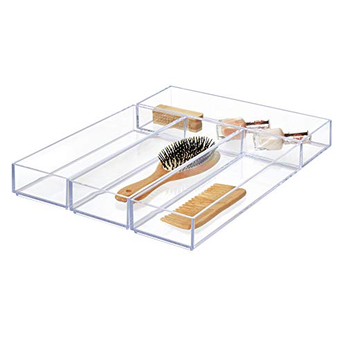 iDesign Clarity Plastic Drawer Organizer, Storage Container for Silverware, Utensils, Kitchen Gadgets in Pantry, Cabinets, Countertops, 4" x 12" x 2" - Clear - color: Clear, style: Pack of 1