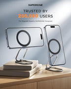【2025 Upgraded】 Mag Safe Phone Ring Holder, SUPERONE Adjustable Magnetic Kickstand & Removable Phone Grip Compatible with Wireless Charging Only for iPhone 17 & 16 & 15 & 14 & 13 Series - Sierra Blue - color: Sierra Blue
