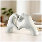 White Heart Hands Sculpture - 9.4" W Modern Home Decor Sculpture for Shelves, Desk & Living Room, Minimalist Shelf Decorations, Heart Hands Decor