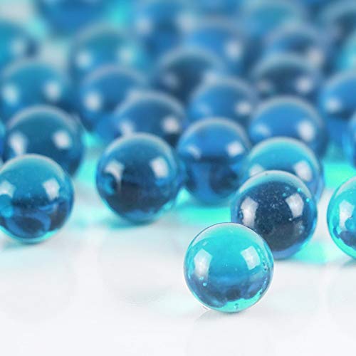 CYS EXCEL Light Blue Glass Marble Gemstone Vase Filler (1 LB) | Multiple Color Choices AquariumGlass Round Marble Beads | Decorative Mosaic Glass Gem Pebbles (Approx. 80-93 PCS) - color: Light Blue, size: 1 LB