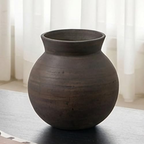 LB2 Brown Ceramic Large Vase, 13" Tall Zen Style vase, Terra Cotta Pitcher, Distressed Farmhouse Decor, Pottery Decorative Flower for Home Decor - color: Brown - 13"