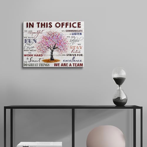 HDXUFJQ Inspirational Canvas Wall Art for Office - Team Rules Motivation Positive Quotes Wall Decor - Teamwork - Ready to hang (16"x24") - color: In this office (white), size: 24"L x 16"W