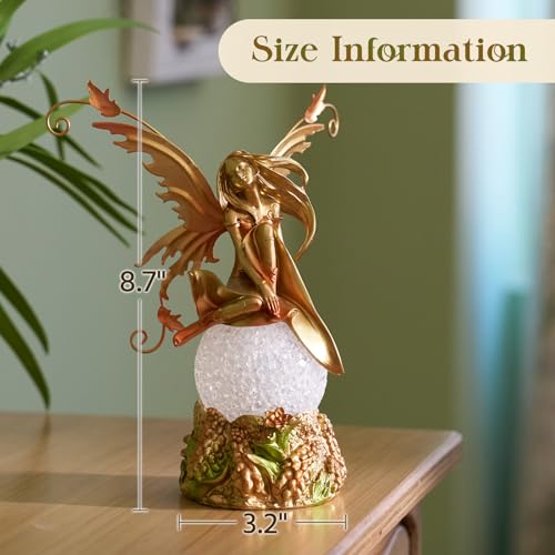 Resin Fairy Statue with Light, Hand-Painted Angel Figurine Graceful Fairy Sculpture Spring Decor for Home, Living Room, Bedroom Decor, Thoughtful Gift for Women, Girls - size: Light 01