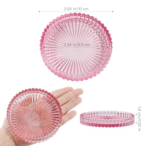 Glass Pillar Candle Holder, 4" Pink Candle Plates Set of 6, Glass Candle Holders for Wedding, Party, Holiday, Home Decor, Table Centerpiece - color: Pink, size: 6 pcs