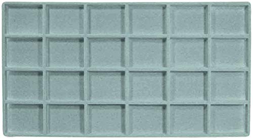 888 Display USA - 3 Pcs Grey 24 Slot Coin Jewelry Showcase Display Tray Flocked Inserts - color: Grey