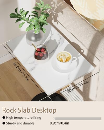 Small Side Table, Height Adjustable Nightstand, Square Indoor Metal Plant Stand, for Living Room, Bedroom, Office, Bathroom, 1 Pack, White, GBZ001RW-1 - color: White, size: Rectangle