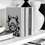 Peacoblue Metal Bookends for Shelves, Modern Decorative Heavy Duty Study Book Support Stoppers for Office, Desk, Shelf, Room 5.3"x4.3"x6.5" Cast Iron Simple Tall Bookends, 1 Pair (Highland Cattle) - style: Highland Cattle