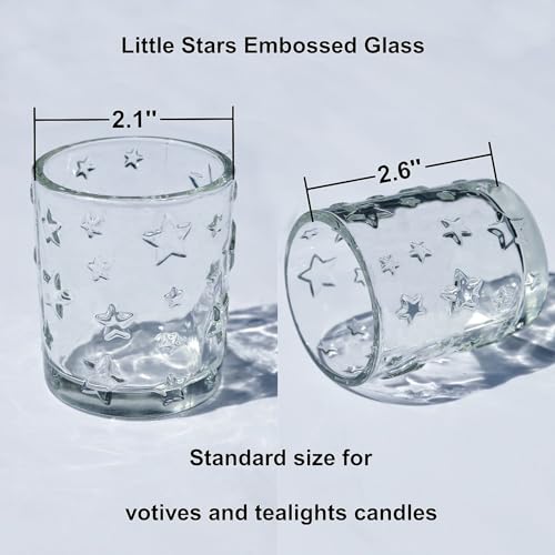 VOHO 24pcs Christmas Candle Holder for Votive Candles & Tea Lights Candles, Clear Votive Candle Holders Star Embossed Glass Decorative for Holiday Dining Table Centerpiece - color: Clear Stars