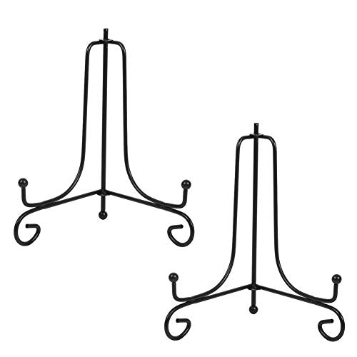 (2 pack)Iron Display Stand, Black Iron Easel Plate Display Photo Holder Stand, Displays Picture Frames, Cookbooks, Decorative Plates, Tablets and Art 6 Inch - color: Black, size: 6 inch(2 Pack)