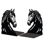 Peacoblue Metal Bookends for Shelves, Modern Decorative Heavy Duty Study Book Support Stoppers for Office, Desk, Shelf, Room 5.3"x4.3"x7" Cast Iron Simple Tall Bookends, 1 Pair (Horse Head) - style: Horse Head