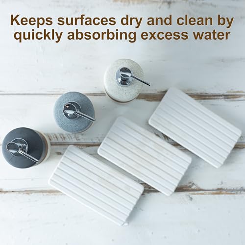 Ceramic Soap Dispenser Set(2 Pack) – Hand Soap, Dish Soap, Shampoo & Shower Soap Dispenser for Bathroom & Kitchen, Stainless Steel Pump, Includes Silicone Funnel & Diatomaceous Tray, Gray - color: Gray and White, size: 2xSoap Dispenser Set with Tray