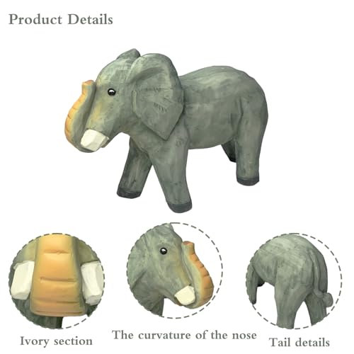 Safari Animal Figurines, Cute Elephant Statue, Wild Animal Statues, Hand Painted Jungle Animal Sculptures, Educational & Decorative Wild Life Figures, African Animal Sculptures Decor - color: Elephant