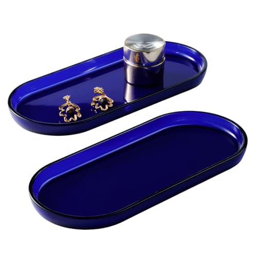 SheeChung Acrylic Vanity Tray, 2 Pack, 9.65 in x 4.5 in x 0.79 in, Catchall Tray, Countertop Sink Tray Dispenser, Sturdy Holder for Cabinet, Shelf, Cupboard, or Closet Organization (Blue) - color: Blue Acrylic, size: 2 Pack (9.65" x 4.5" x 0.79")