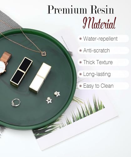 Shinowa Vanity Tray, Resin Bathroom Decorative Tray Catchall Organizer Jewelry Dish Tray for Bathroom Bedroom Counter-top Vanity Organization Vanity Table Jewelry Organizer, Matte Ink Green - color: Matte Ink Green