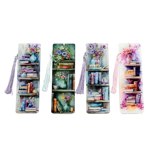 Colorful Art Flower Bookshelf Bookmark - Romantic Artsy Vibe Bookmarks, Perfect Reading Gift for Book Lovers, Bookworms and Friends (4PC Flower) - style: 4PC Flower