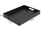 HofferRuffer Rectangle Serving Tray with Hole Handles for Coffee Table, Breakfast, Tea, Food, Butler - Countertop, Kitchen, Vanity Serve Tray, 16.2 x 12.2 x 2 inches, Faux Leather Tray (Black) - color: Black, size: 16.2" x 12.2" x 2"