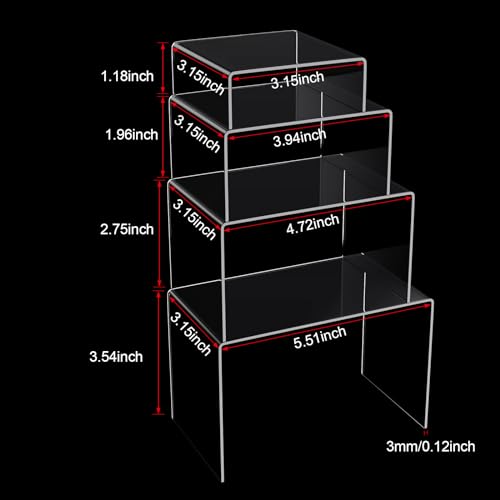Chuangdi 20 Pcs Acrylic Display Risers, Clear Product Stand, Jewelry Display Riser Shelf Showcase Fixtures for Figure Dessert Cupcake Candy Action Showcase(Large Set) - color: Clear, size: Large Set