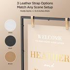 Welcome to Our Wedding Sign Stand, Adjustable Portable Seating Chart Holder for Wedding Entrance Reception, Black Metal Linen Fabric Display Easel with Design Bundle & Hanging Straps for Party Décor