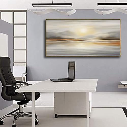 Large Framed Wall Art Abstract Seascape Canvas Printing Wall Decor Artwork for Living Room Bedroom Dining Room Home Office Decor 31x70inch - color: Grey, size: 70"L x 31"W